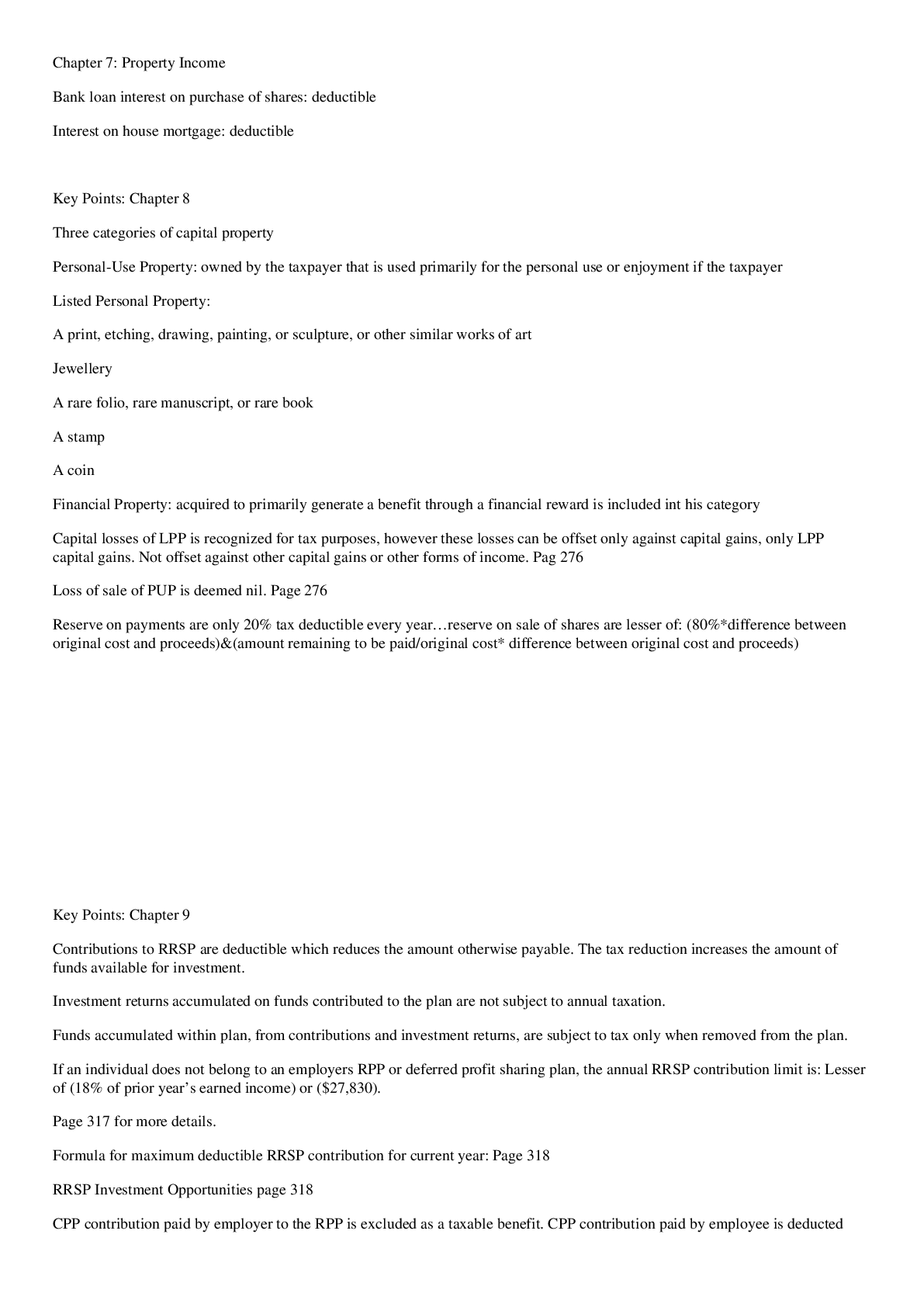 Preview image for Canadian Income Tax Notes - Chapter 7, 8, 9 of Herauf Edition 10